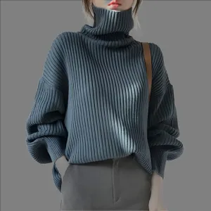 Pullover High-Necked Thickened Loose Fit Worn Outside Turtle Neck Lazy Sweater