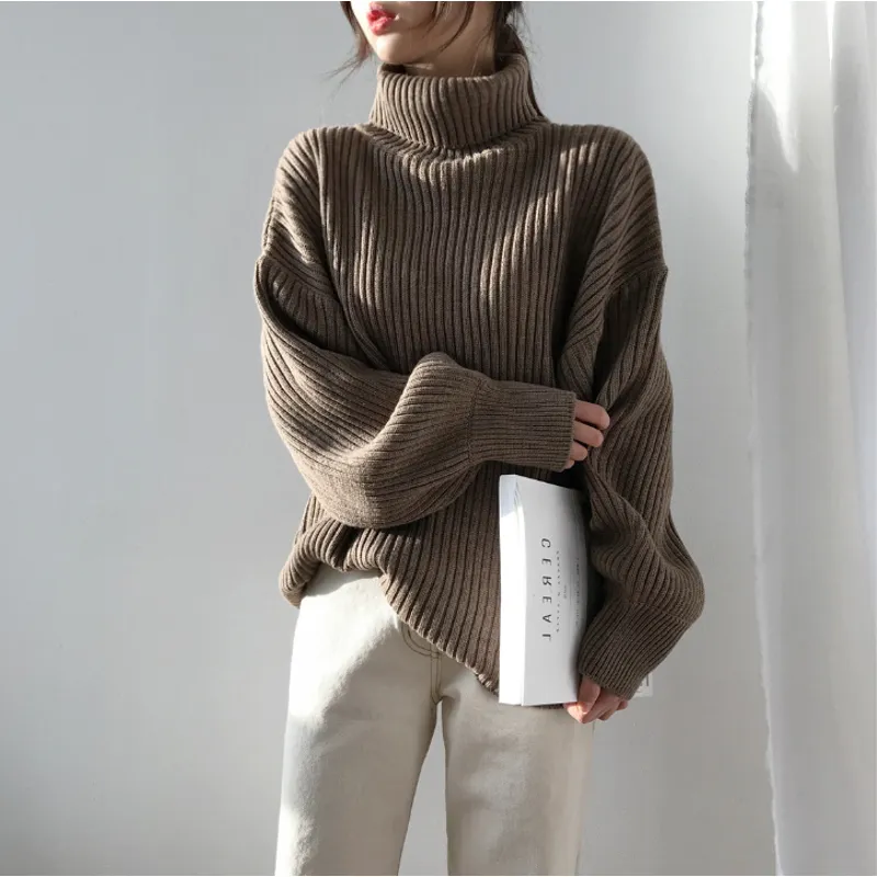 Pullover High-Necked Thickened Loose Fit Worn Outside Turtle Neck Lazy Sweater