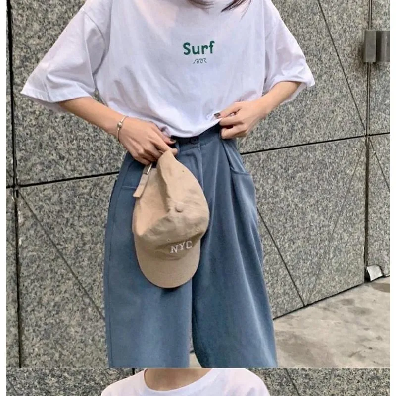 Retro Simplicity Letter Print Loose-Fit Short Sleeve Tee