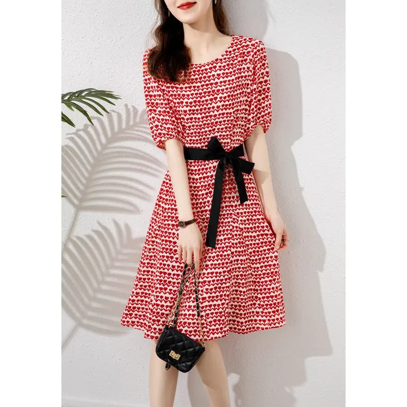 Slimming Retro Floral Print Cinched Waist French Style Dress