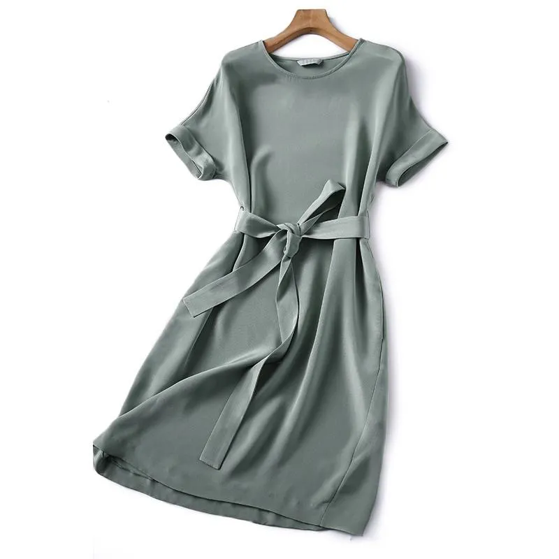 Slimming Solid Belted Chic French Style Dress