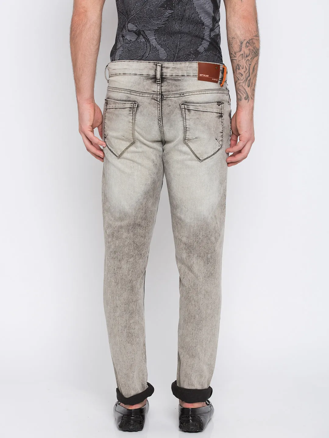 Spykar Lt.Grey Cotton Men Jeans