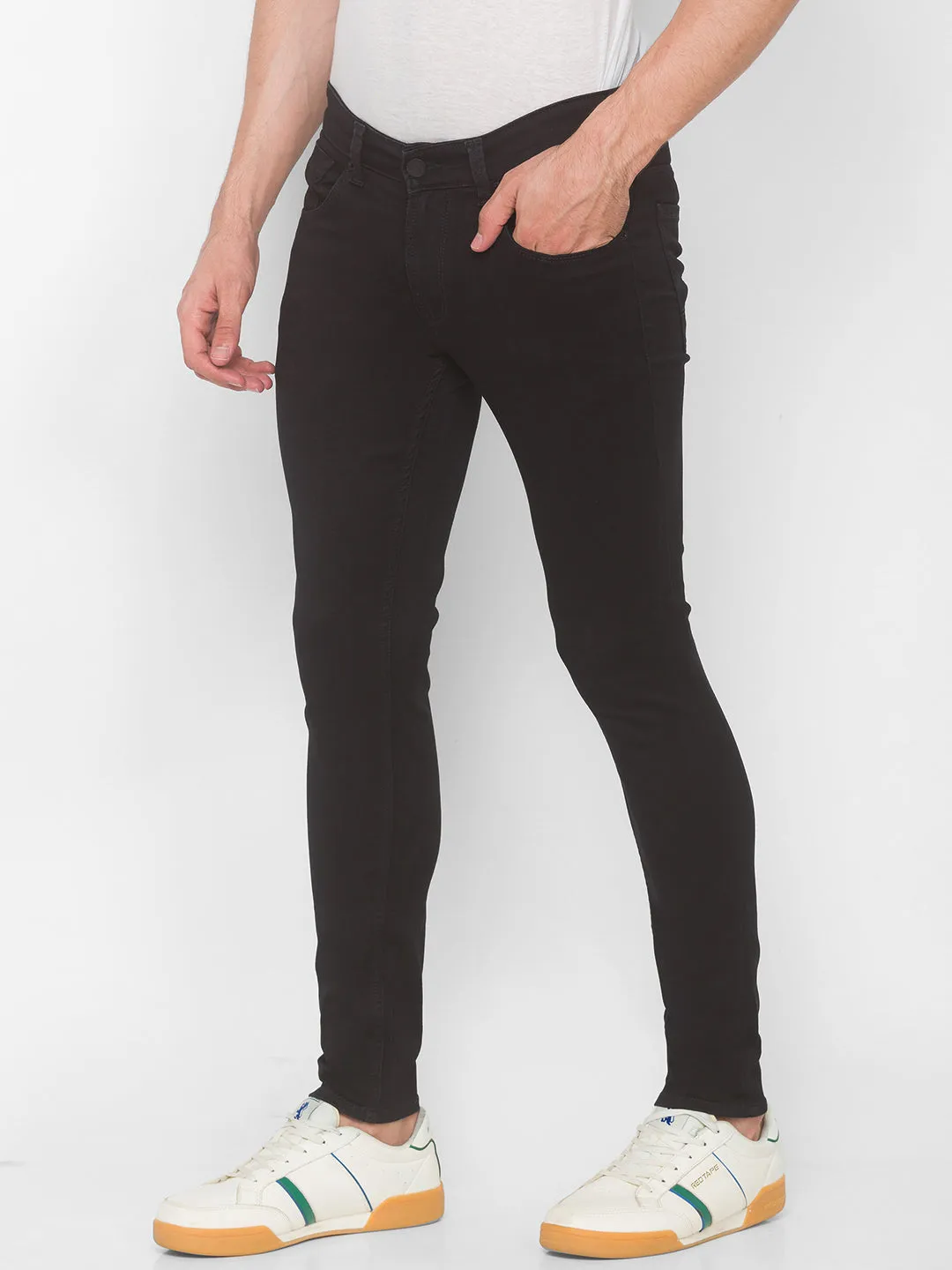 Spykar Men Black Solid Skinny Low-Rise Jeans (Supper Skinny)