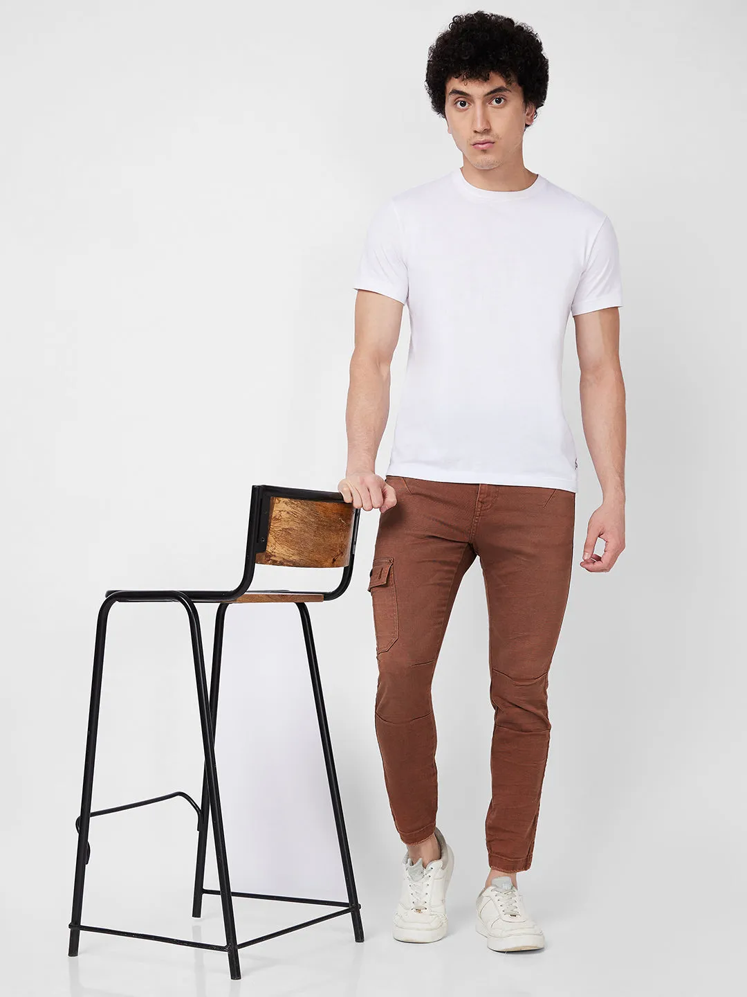 Spykar Mid Rise Regular Fit Brown Jeans For Men