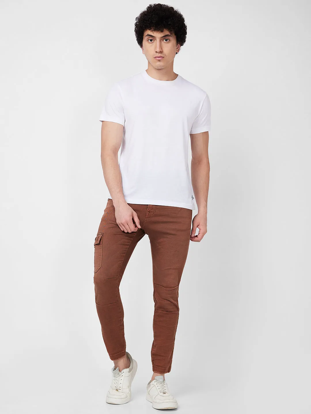 Spykar Mid Rise Regular Fit Brown Jeans For Men