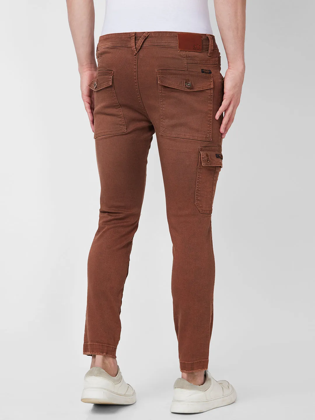 Spykar Mid Rise Regular Fit Brown Jeans For Men