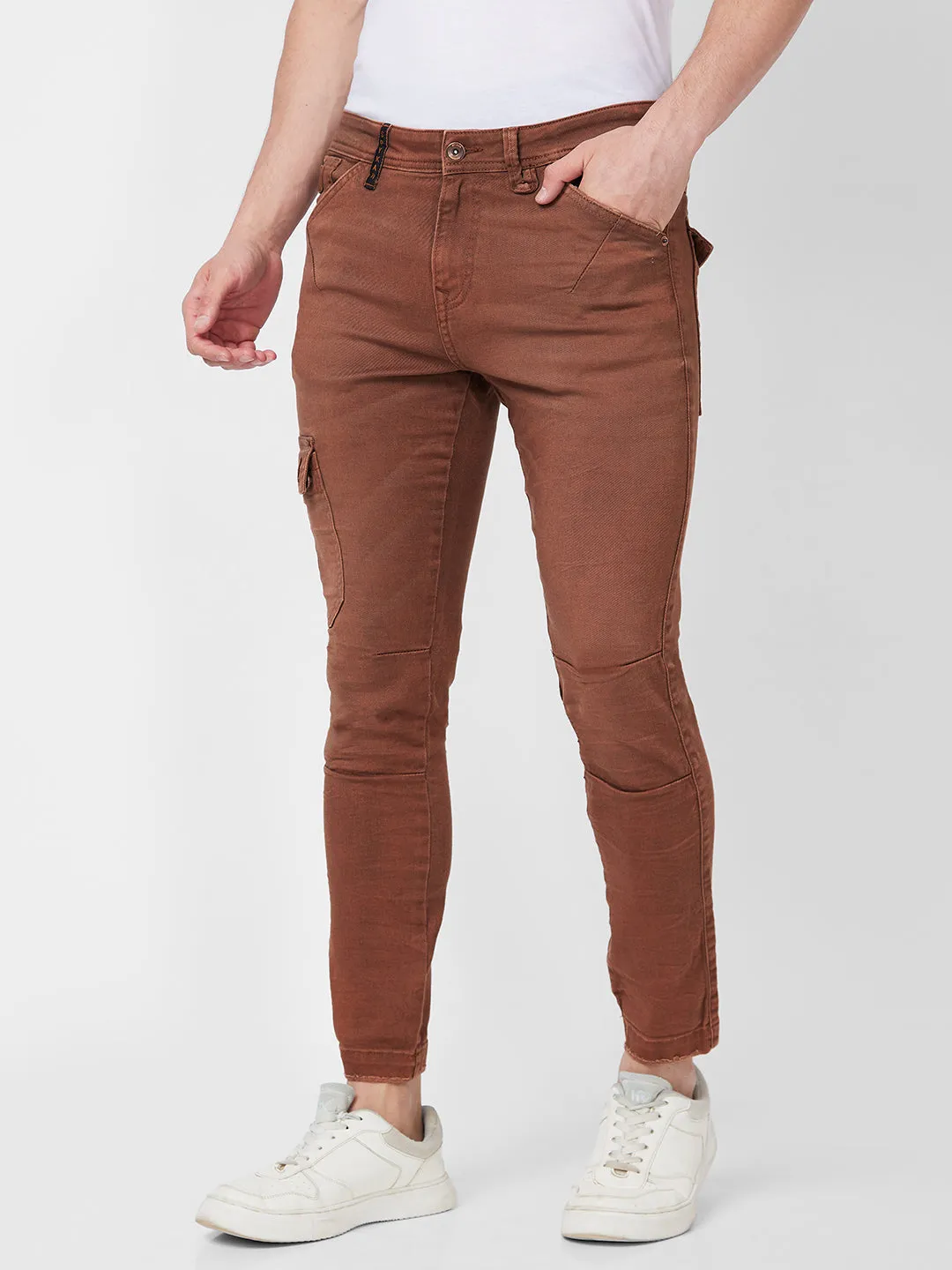 Spykar Mid Rise Regular Fit Brown Jeans For Men