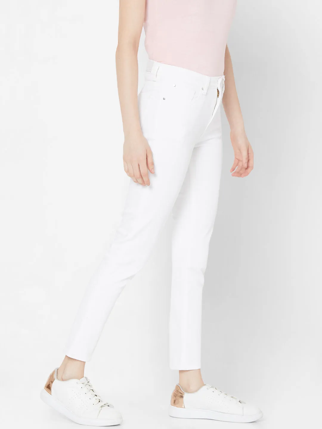 Spykar Women White Solid Skinny Mid-Rise Jeans (Adora)