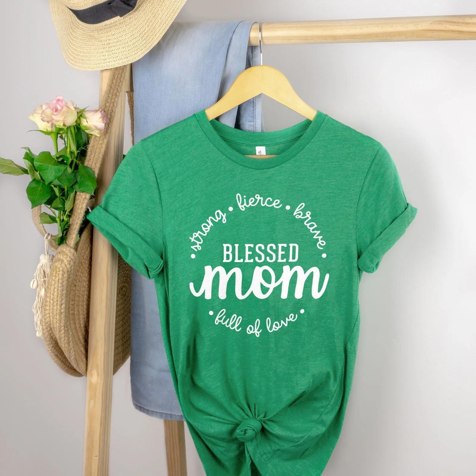 Strong Fierce Brave Blessed Mom Tee Shirts For Women - Christian Shirts for Women - Religious Tee Shirts