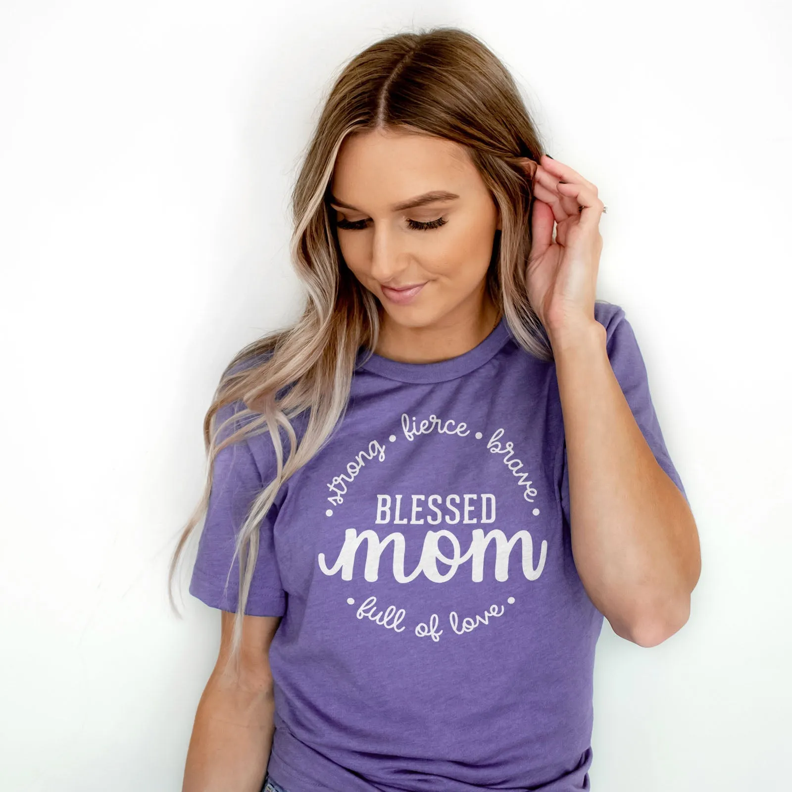 Strong Fierce Brave Blessed Mom Tee Shirts For Women - Christian Shirts for Women - Religious Tee Shirts