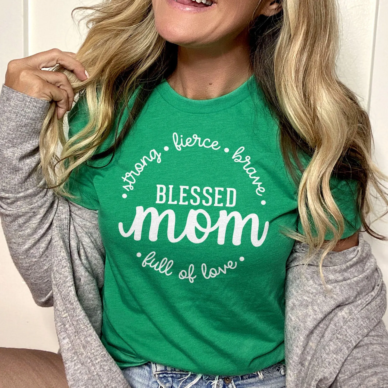 Strong Fierce Brave Blessed Mom Tee Shirts For Women - Christian Shirts for Women - Religious Tee Shirts