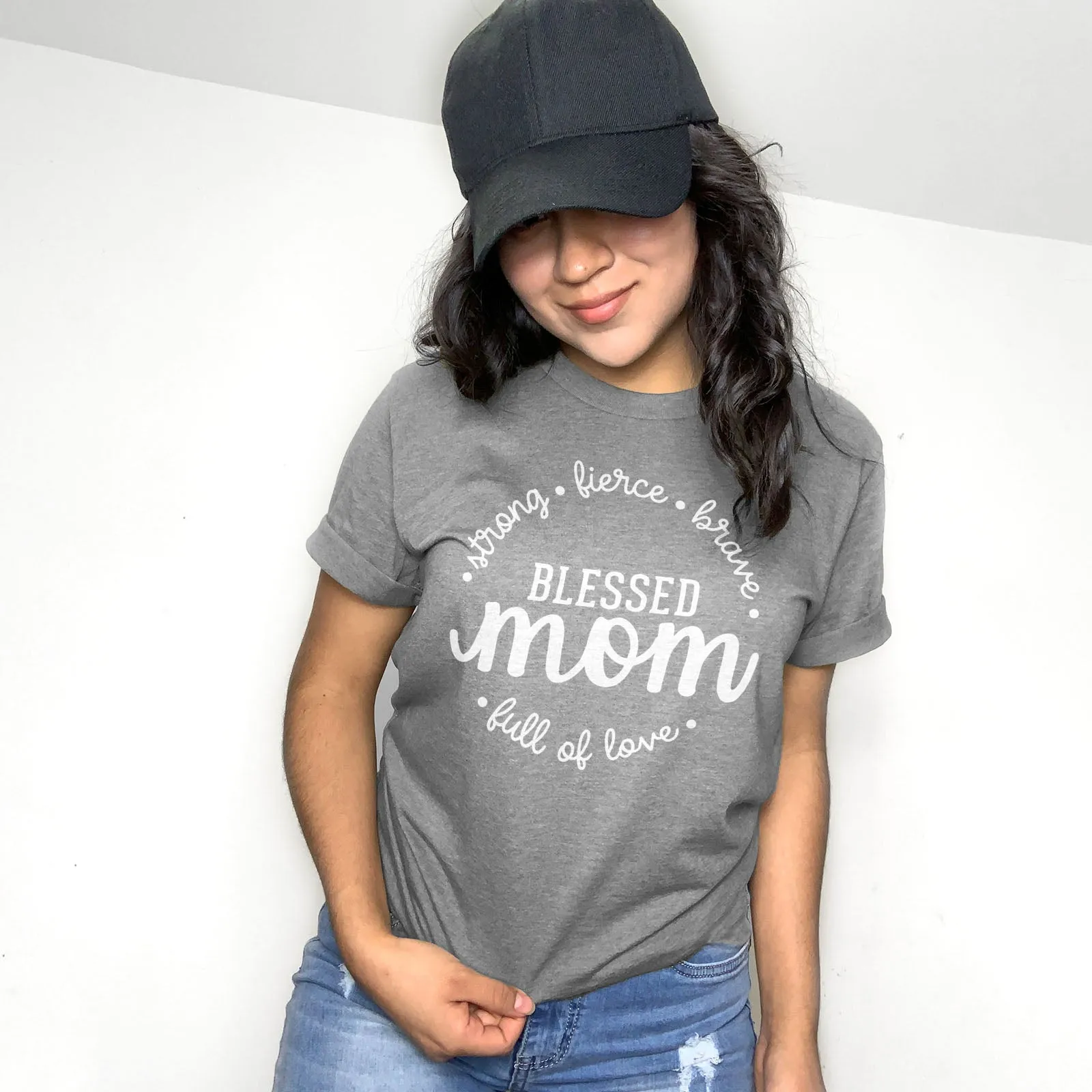 Strong Fierce Brave Blessed Mom Tee Shirts For Women - Christian Shirts for Women - Religious Tee Shirts