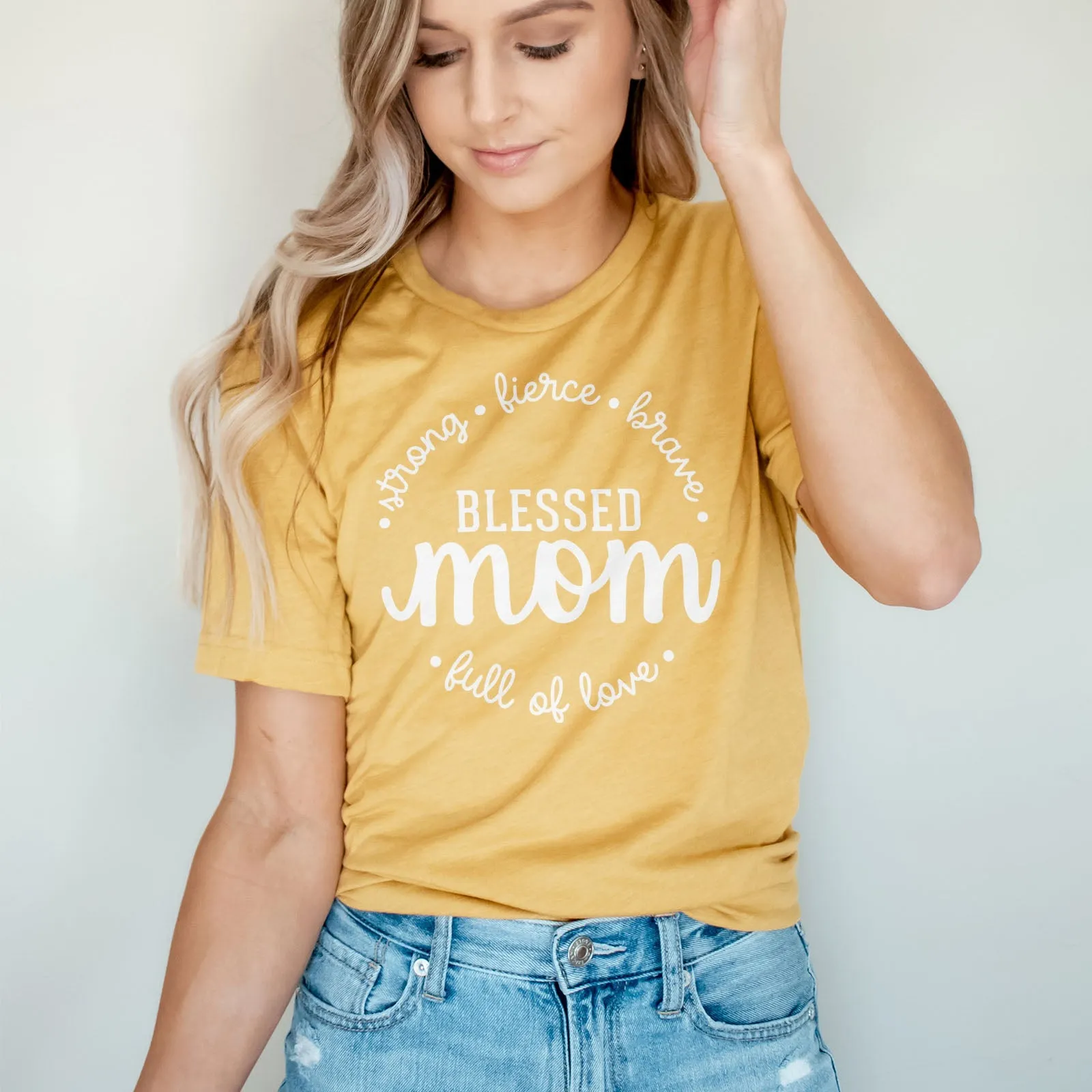 Strong Fierce Brave Blessed Mom Tee Shirts For Women - Christian Shirts for Women - Religious Tee Shirts