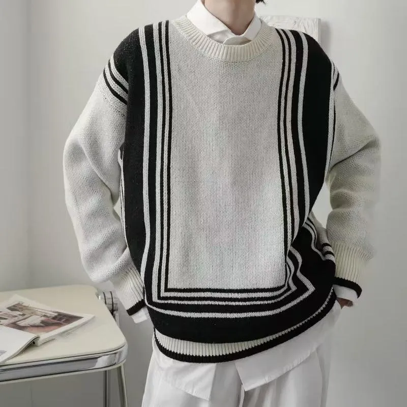 Trendy Pullover Round Neck Casual Solid Knitted Sweater