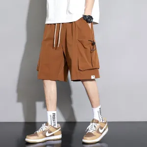 Versatile Drawstring Waist Workwear Pocket Drape Feeling Cargo Shorts