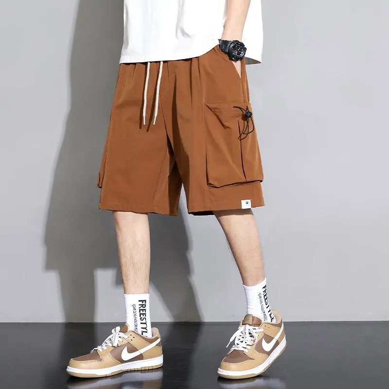 Versatile Drawstring Waist Workwear Pocket Drape Feeling Cargo Shorts