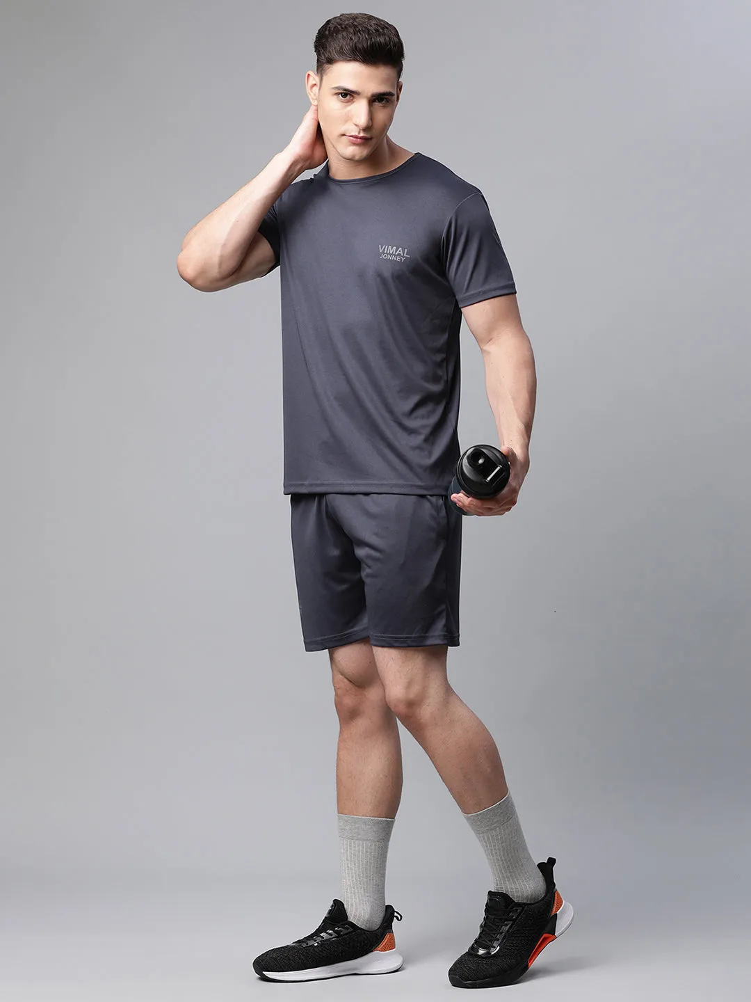 Vimal Jonney Dryfit Solid Grey Shorts for Men