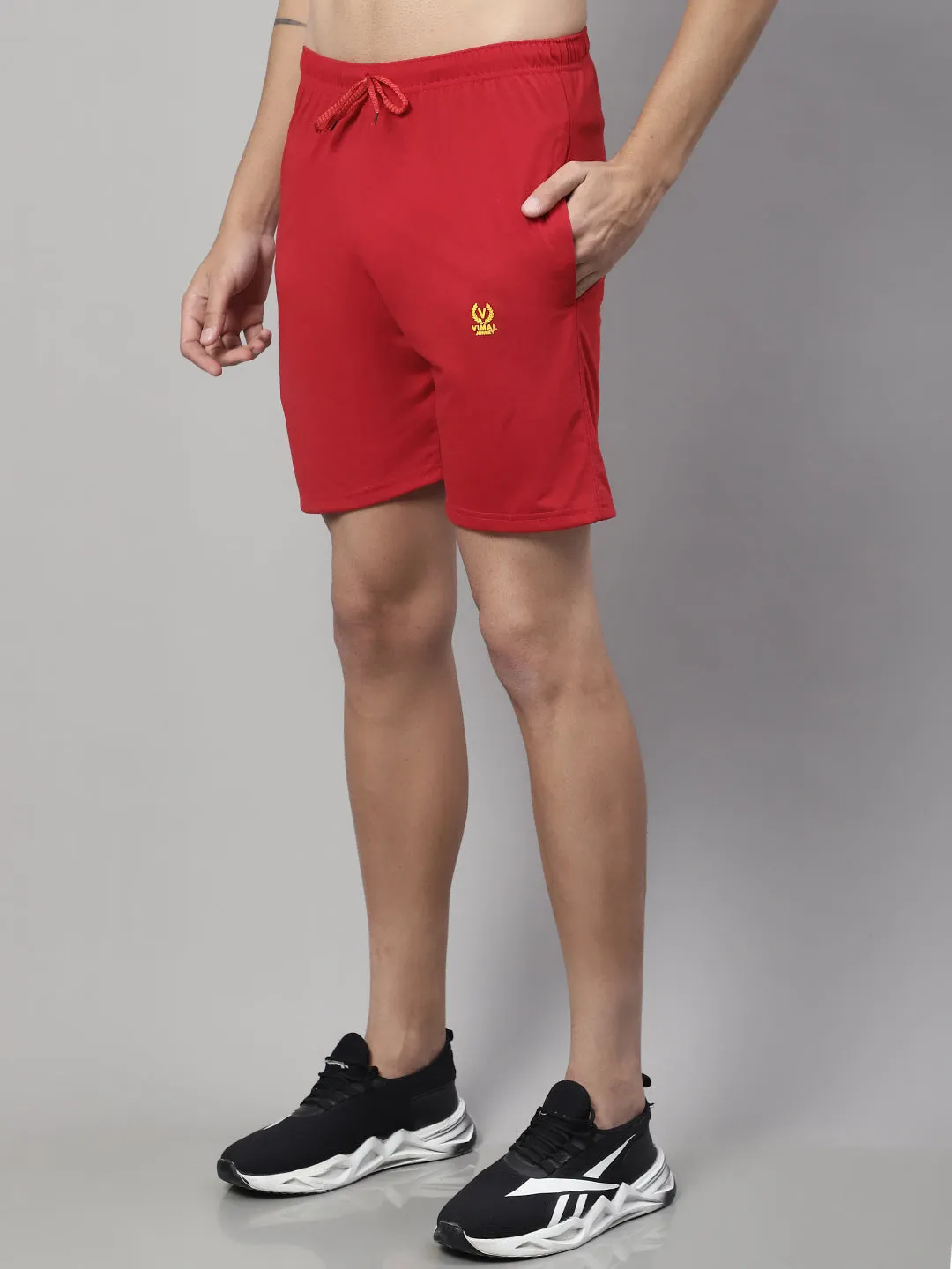 Vimal Jonney Red Regular fit Cotton Shorts for Men