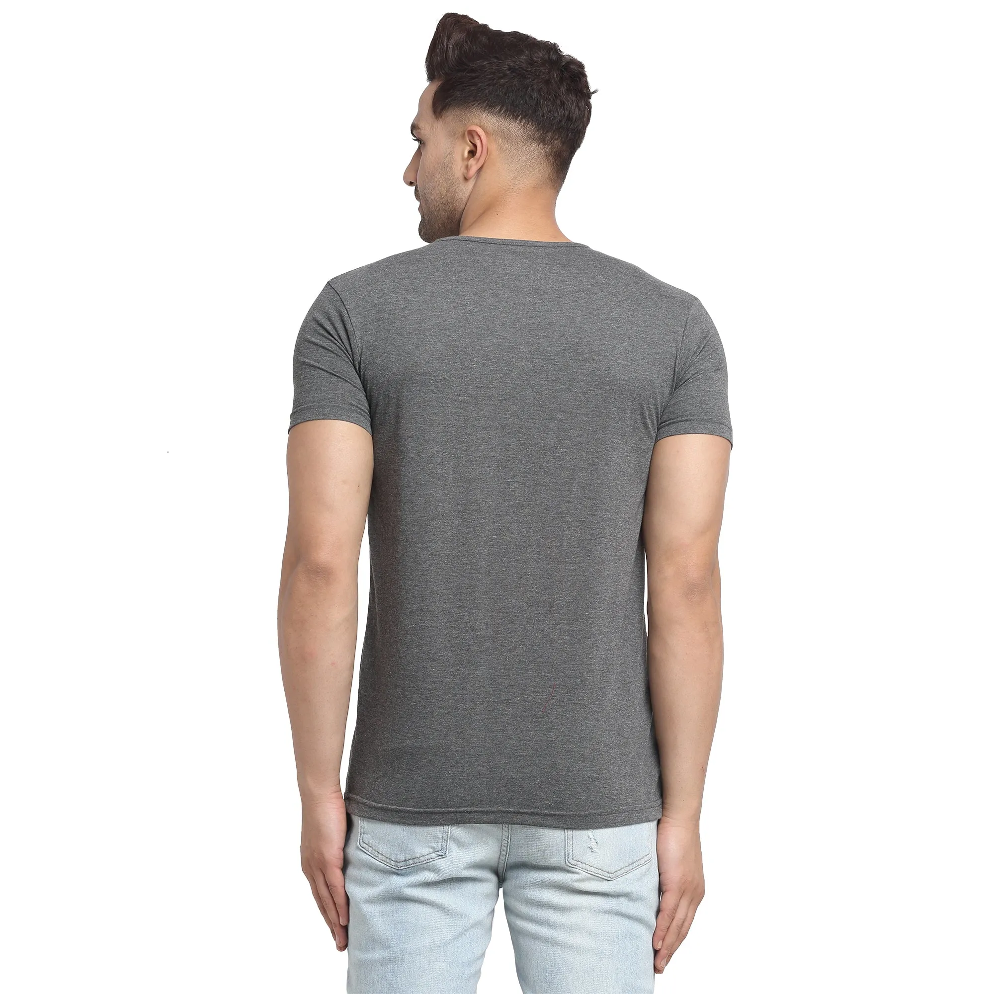 Vimal Jonney Regular Fit Round Neck Grey T-shirt For Men's