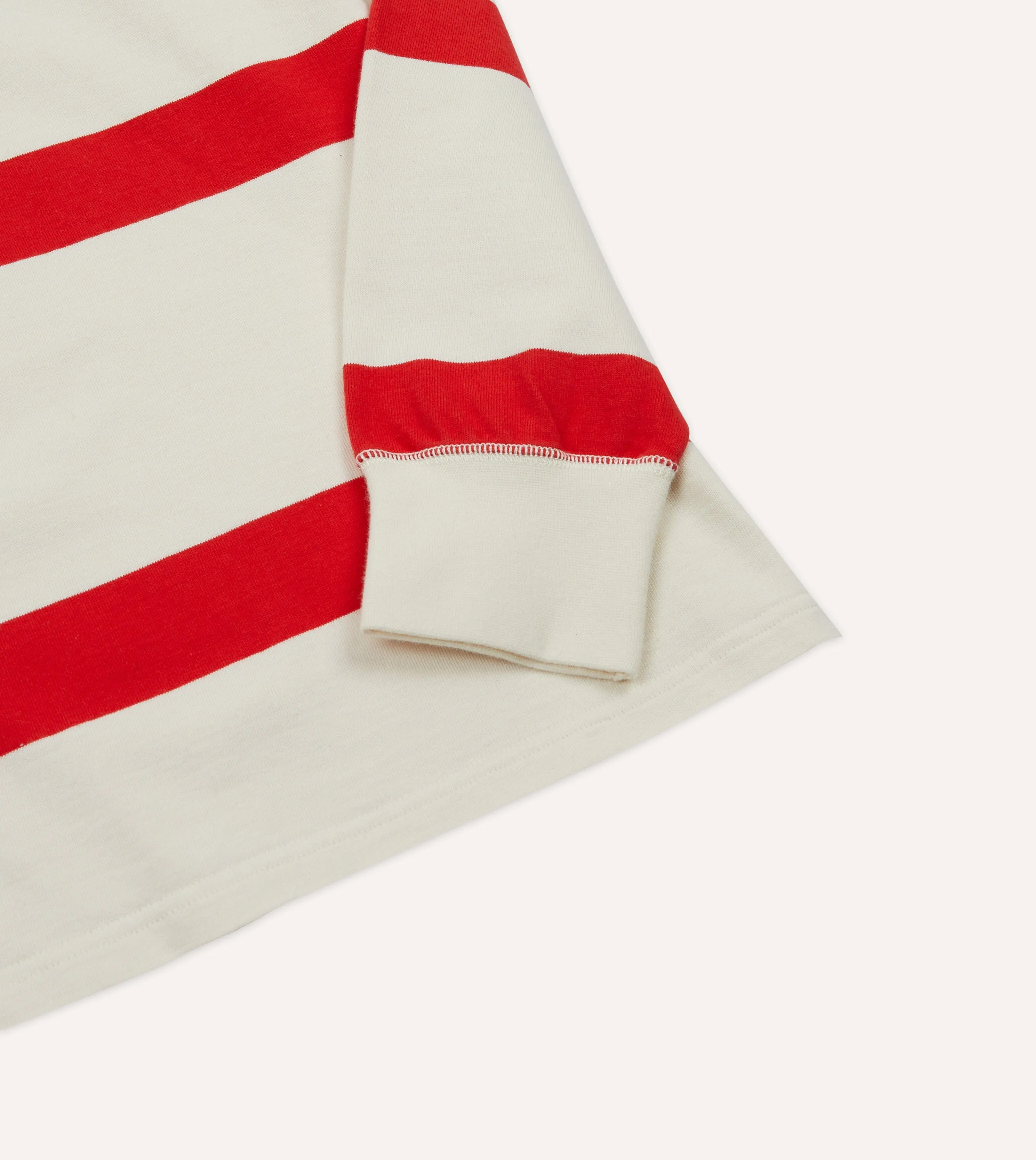 White and Red Stripe Cotton Rugby Shirt