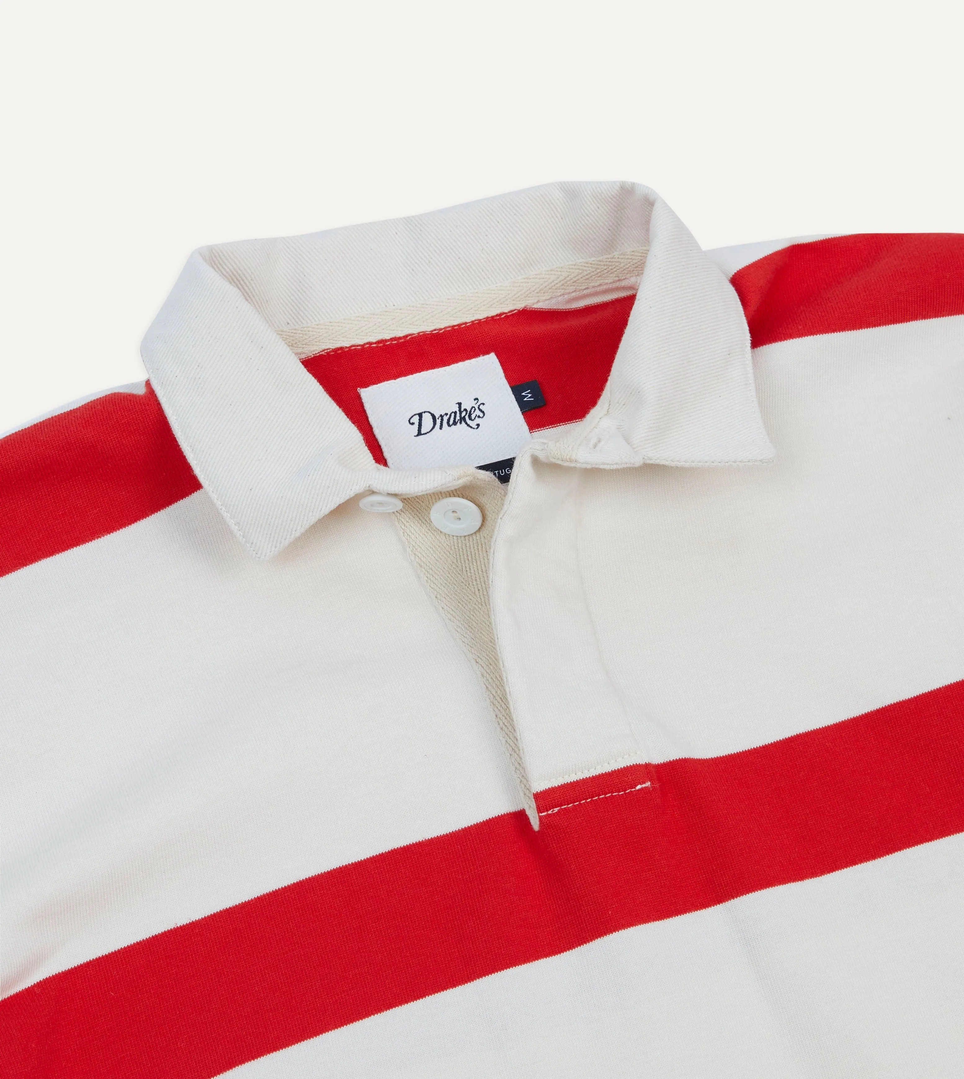 White and Red Stripe Cotton Rugby Shirt