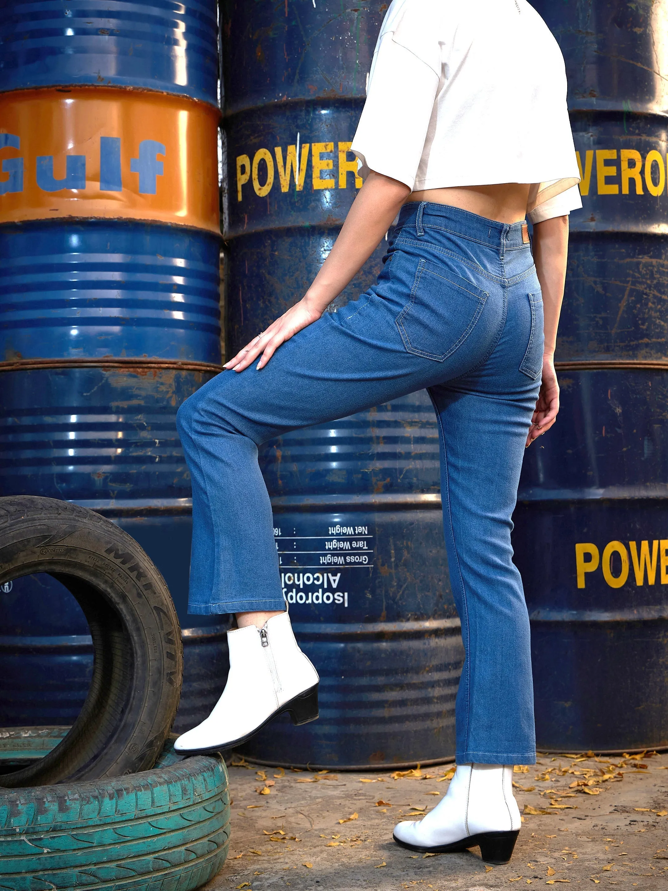 Women Blue Boot Cut Premium Jeans