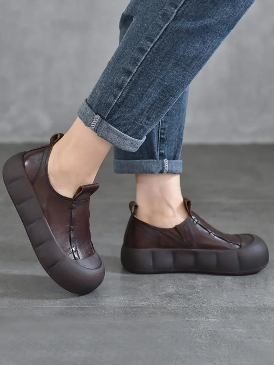 Women Casual Autumn Leather Spliced Platform Shoes