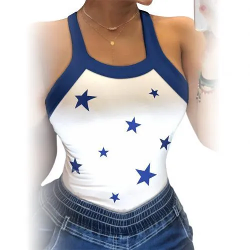 Women Poker Spades Print  Sleeveless Backless Bowknot Design Tank Tops