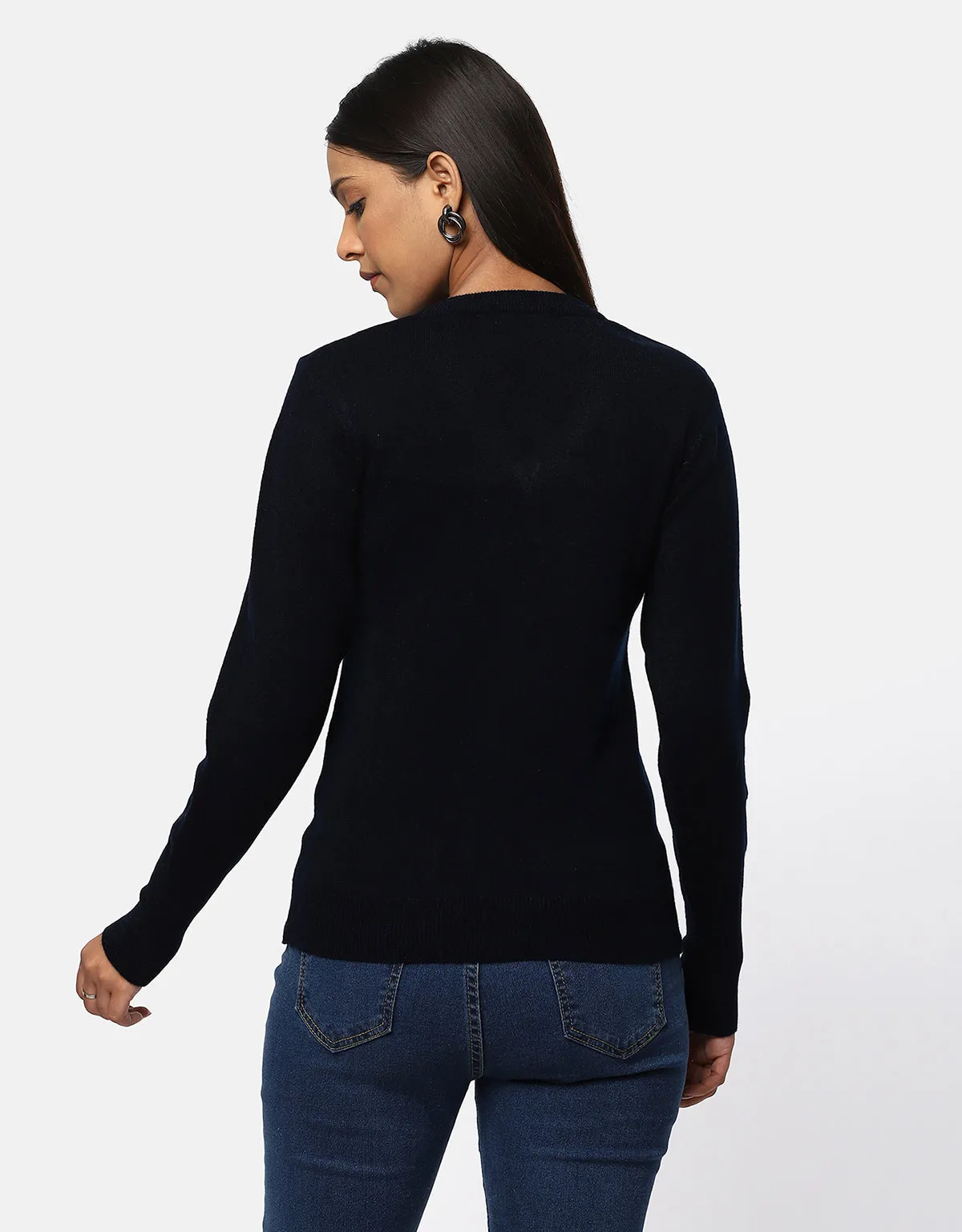 Women Woolen Warm V-Neck Skivvy