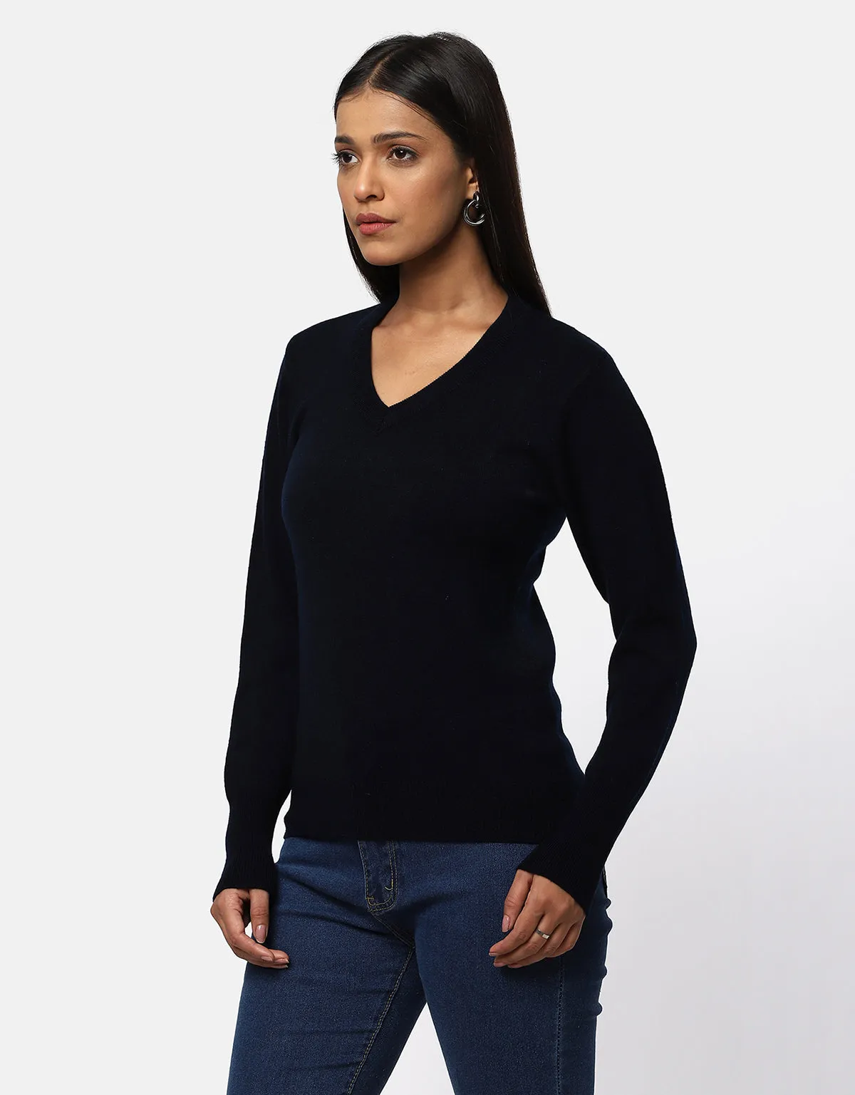 Women Woolen Warm V-Neck Skivvy