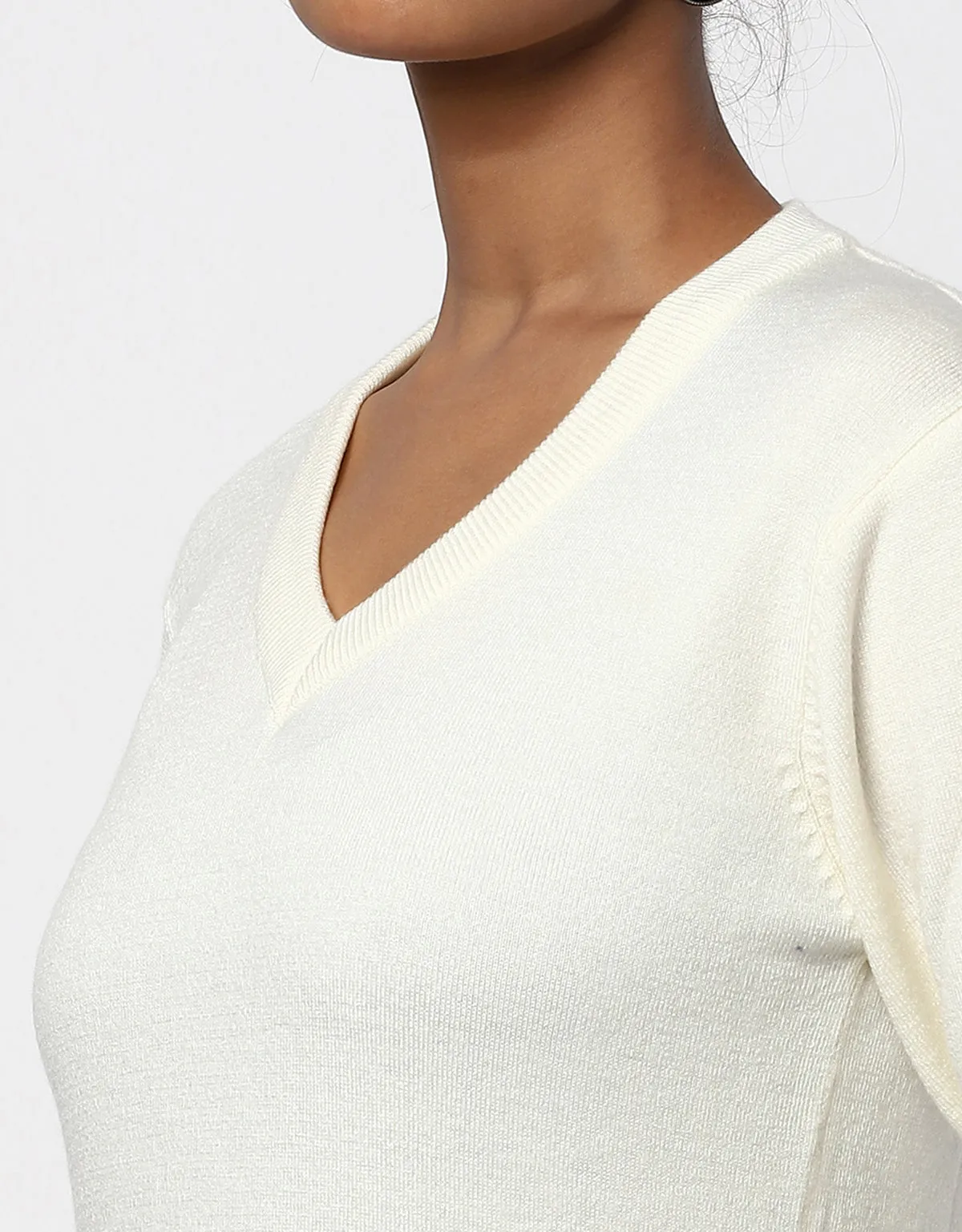 Women Woolen Warm V-Neck Skivvy