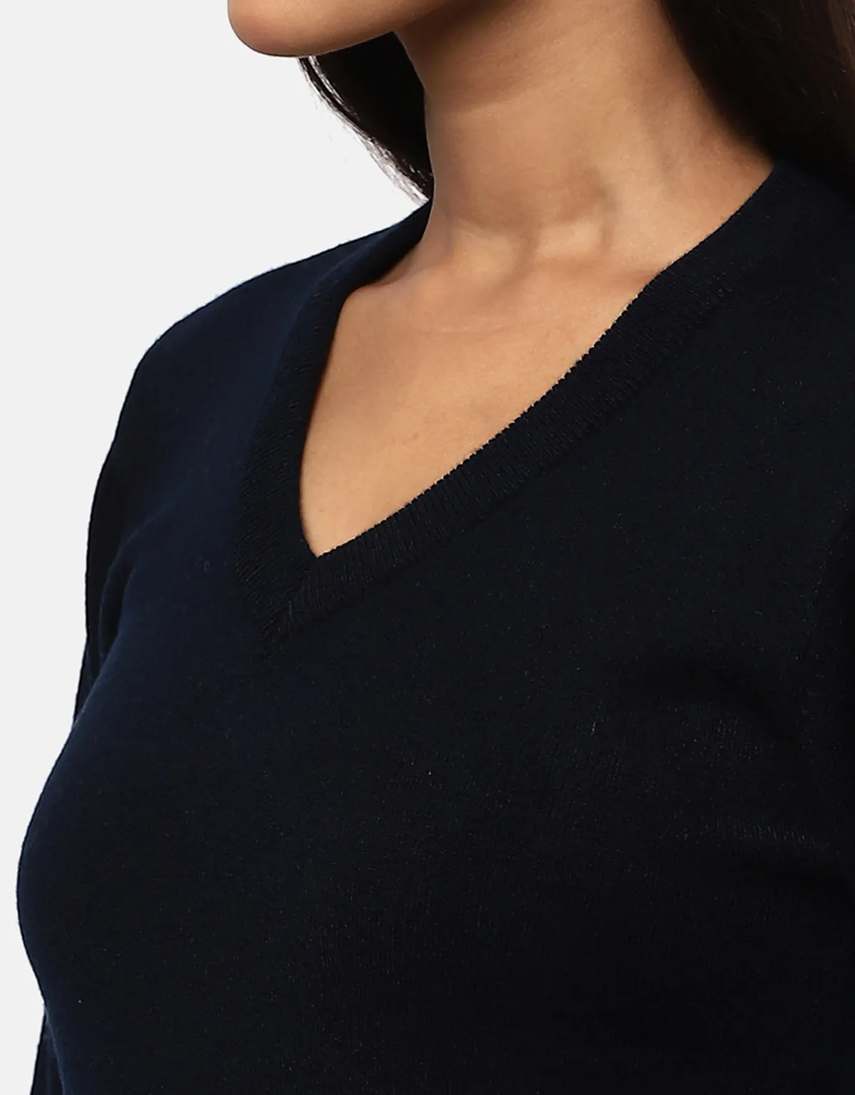 Women Woolen Warm V-Neck Skivvy