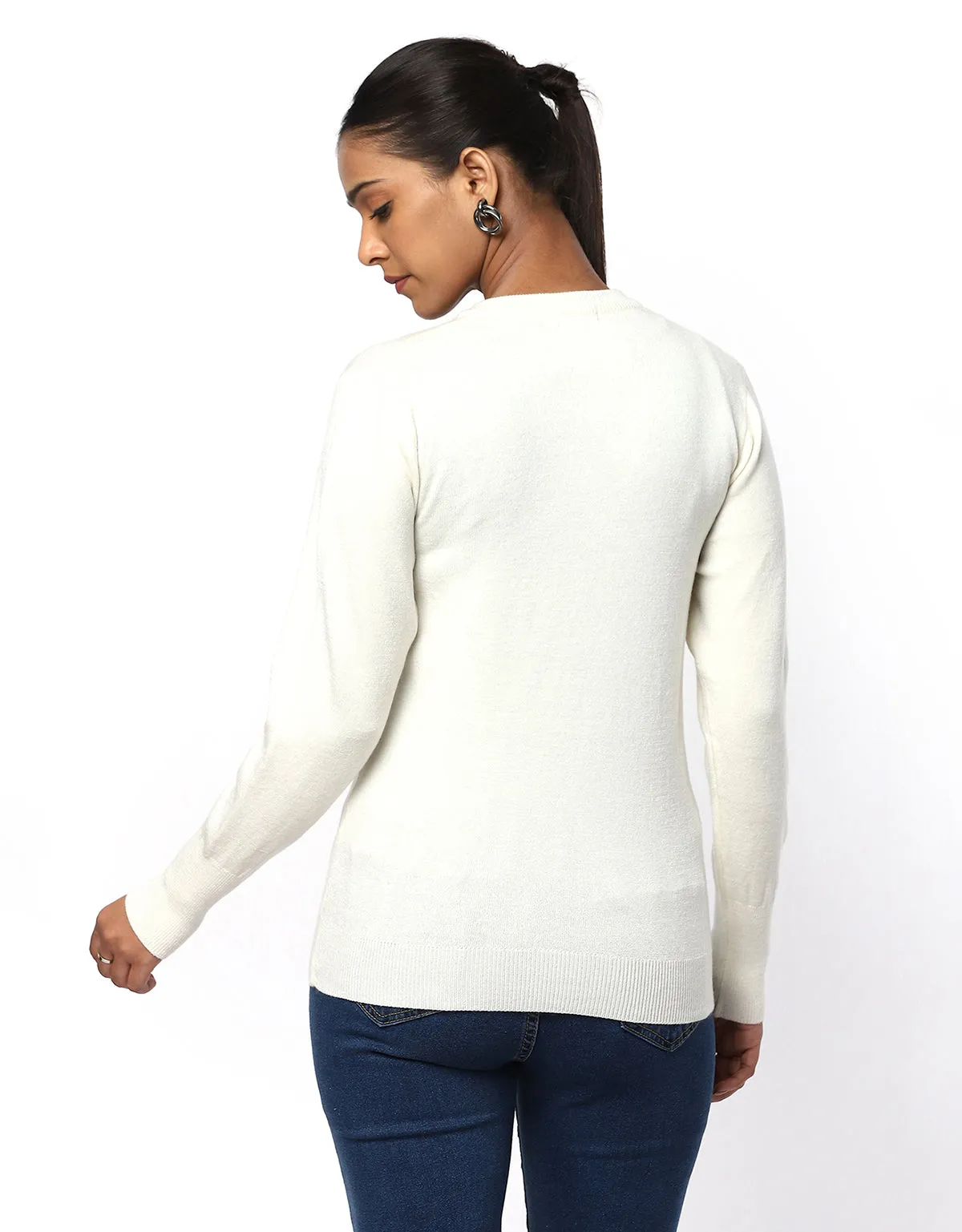 Women Woolen Warm V-Neck Skivvy