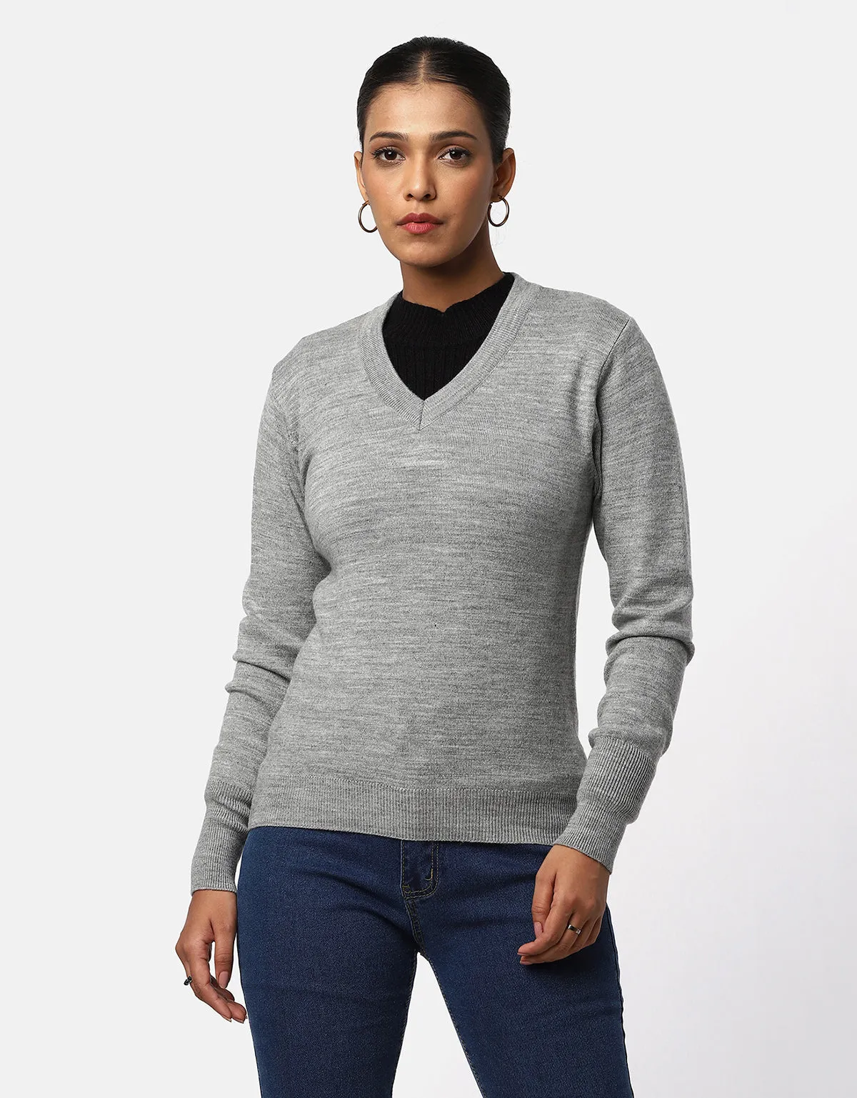 Women Woolen Warm V-Neck Skivvy