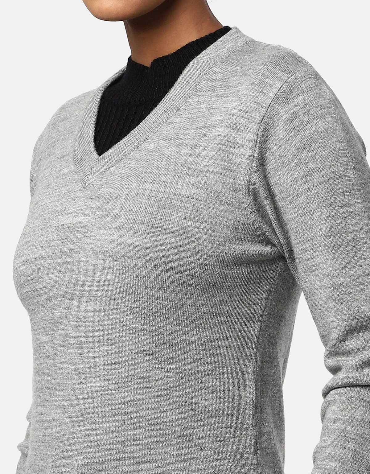 Women Woolen Warm V-Neck Skivvy