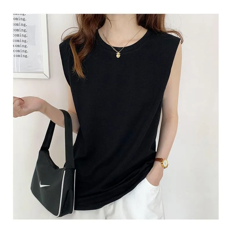 Women's T-Shirt Sleeveless Loose Fit Worn Outside Short Sleeve Tee