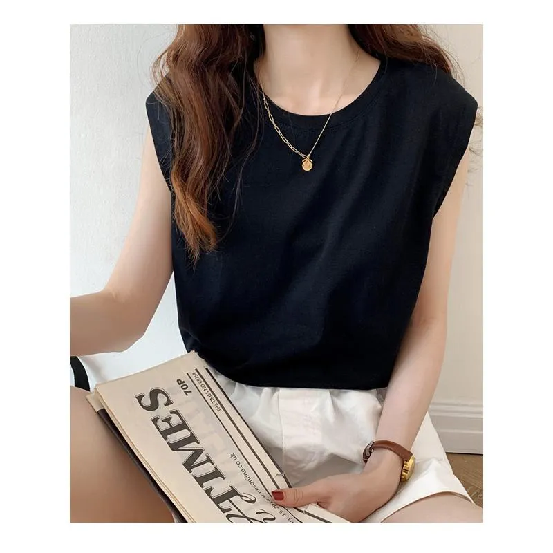 Women's T-Shirt Sleeveless Loose Fit Worn Outside Short Sleeve Tee