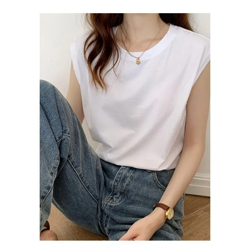 Women's T-Shirt Sleeveless Loose Fit Worn Outside Short Sleeve Tee