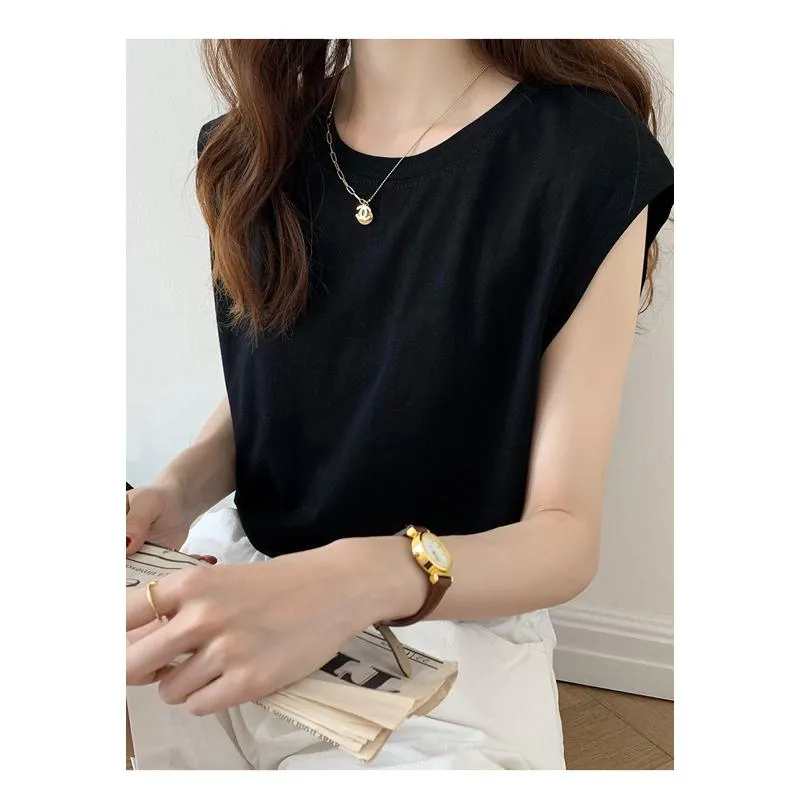 Women's T-Shirt Sleeveless Loose Fit Worn Outside Short Sleeve Tee