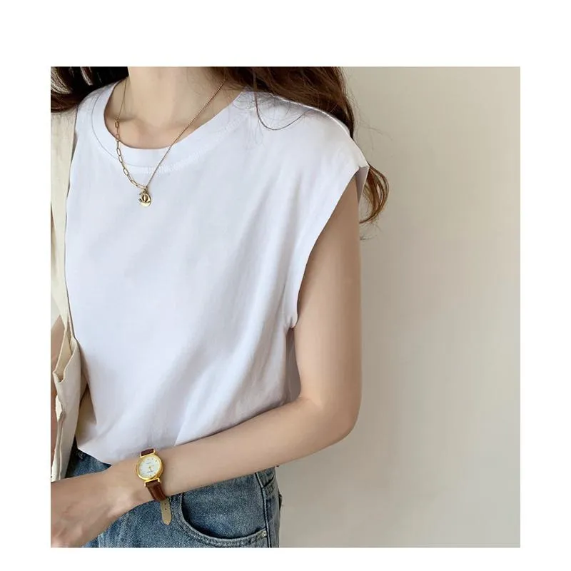 Women's T-Shirt Sleeveless Loose Fit Worn Outside Short Sleeve Tee