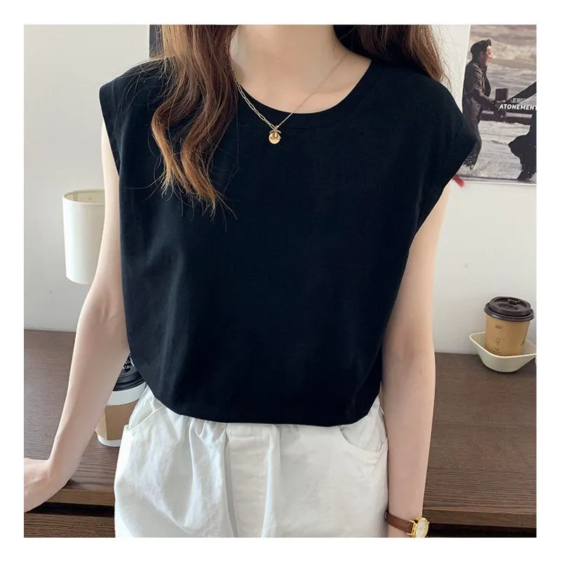 Women's T-Shirt Sleeveless Loose Fit Worn Outside Short Sleeve Tee