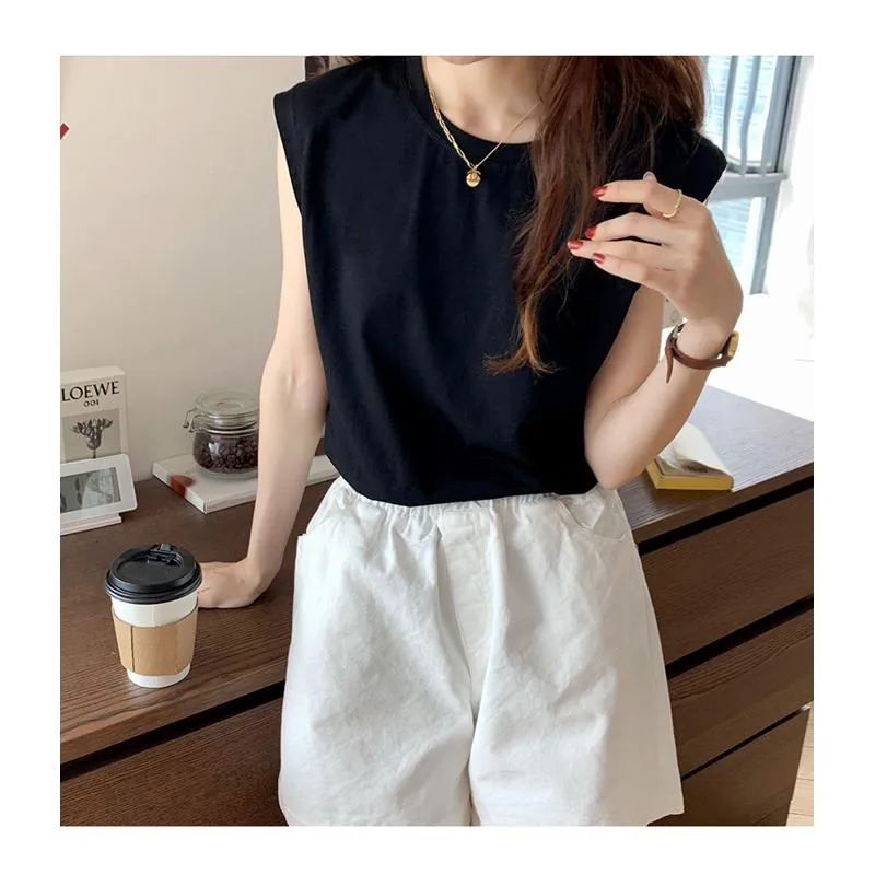 Women's T-Shirt Sleeveless Loose Fit Worn Outside Short Sleeve Tee